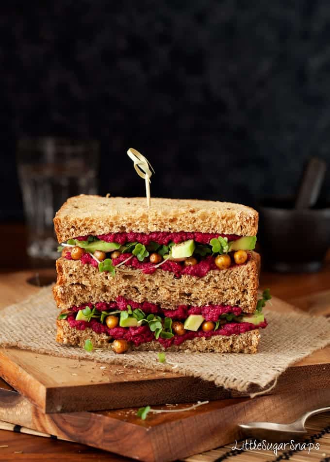 30 Best Vegan Sandwich Recipes - Beet Hummus, Roast Chickpea and Avocado Sandwich | Hurry The Food Up