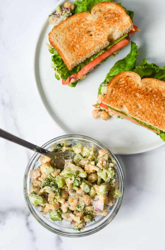 30 Best Vegan Sandwich Recipes - Vegan Chicken Salad Sandwich with Chickpeas | Hurry The Food Up