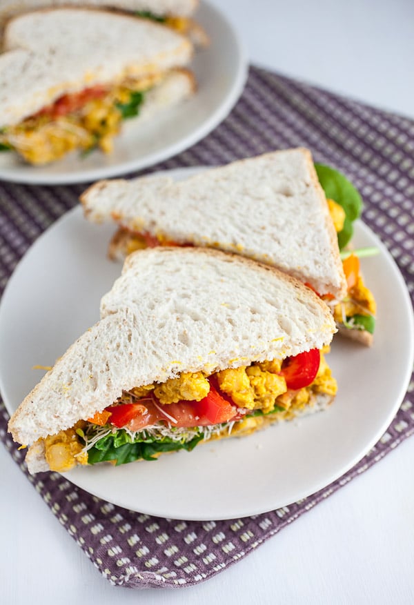 30 Best Vegan Sandwich Recipes - Curried Chickpea Salad Sandwich | Hurry The Food Up