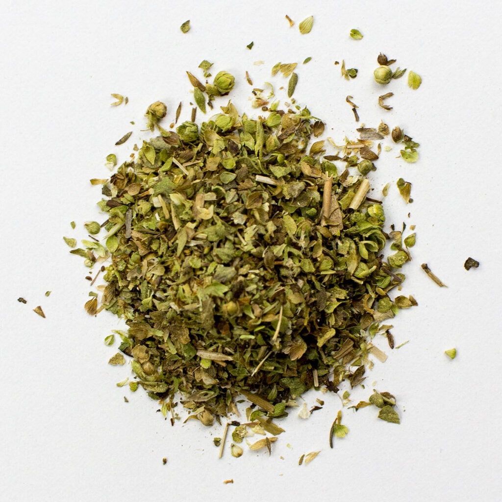 Dried oregano on white background