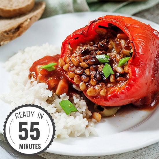 Easy Stuffed Bell Peppers in Mediterranean tomato sauce | 