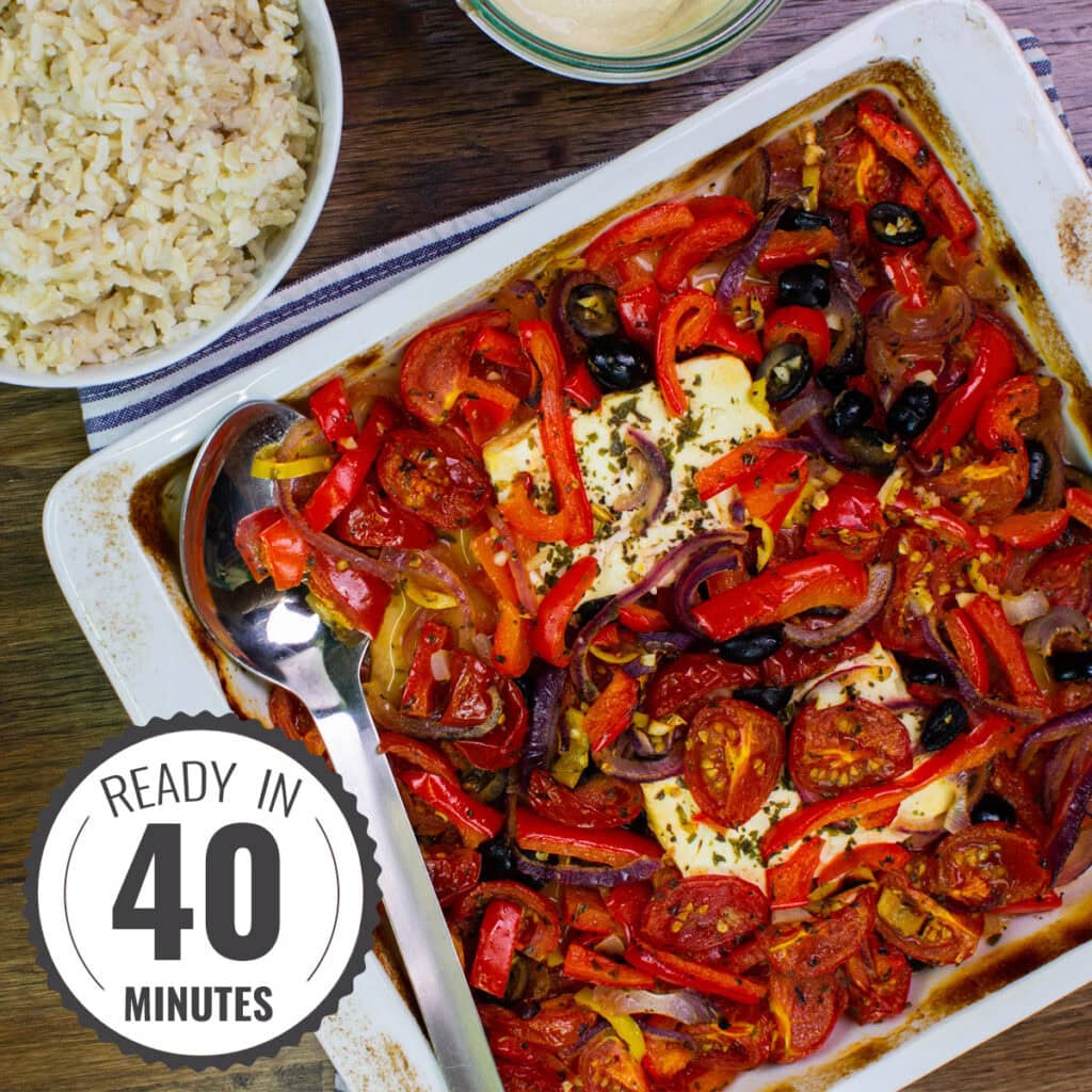 Baked Feta with Veggies: Easy Sheet Pan Dinner!