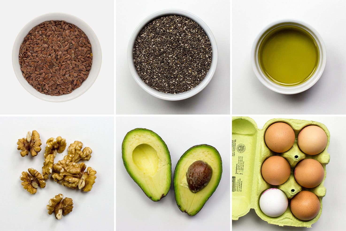 Vegetarian sources of Omega-3: flax seeds, chia seeds, olive oil, walnuts, avocado, eggs | 