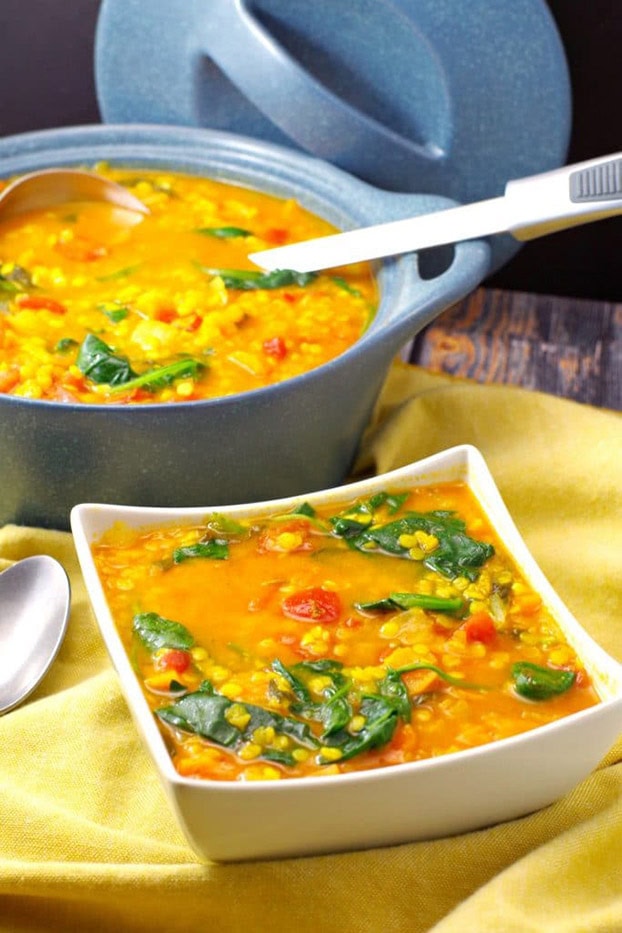 Red Lentil Spinach Soup - Vegetarian Weight Loss Recipes | 