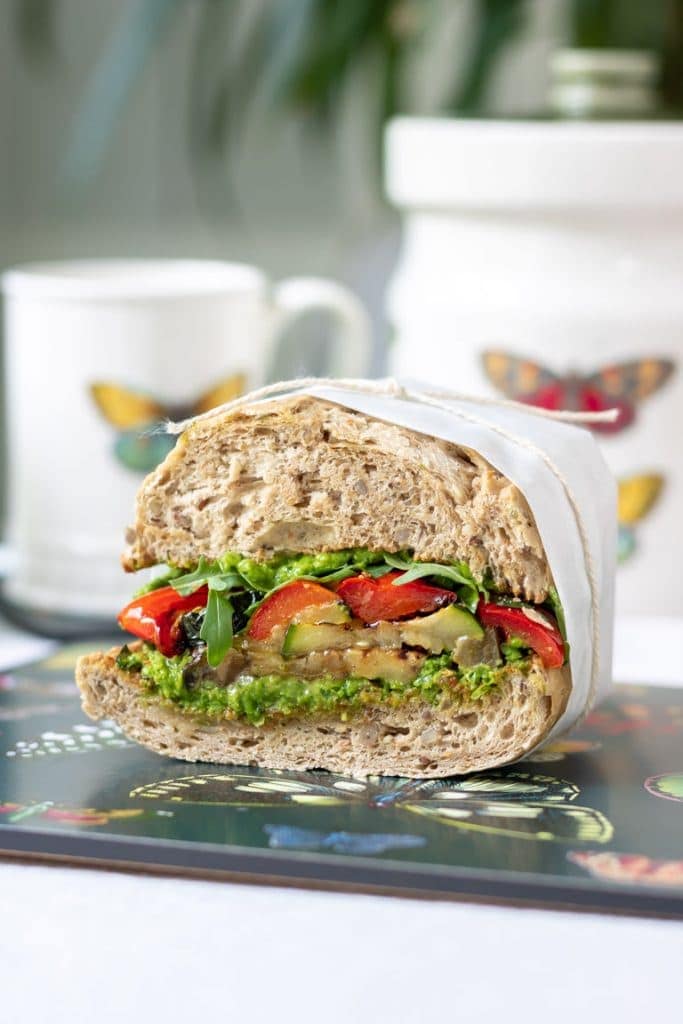 30 Best Vegan Sandwich Recipes - Roast Vegetable Sandwich with Pea Pesto | Hurry The Food Up