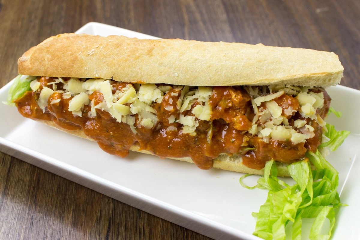 The white ectangular plate with vegetarian coronation chicken | Hurry The Food Up
