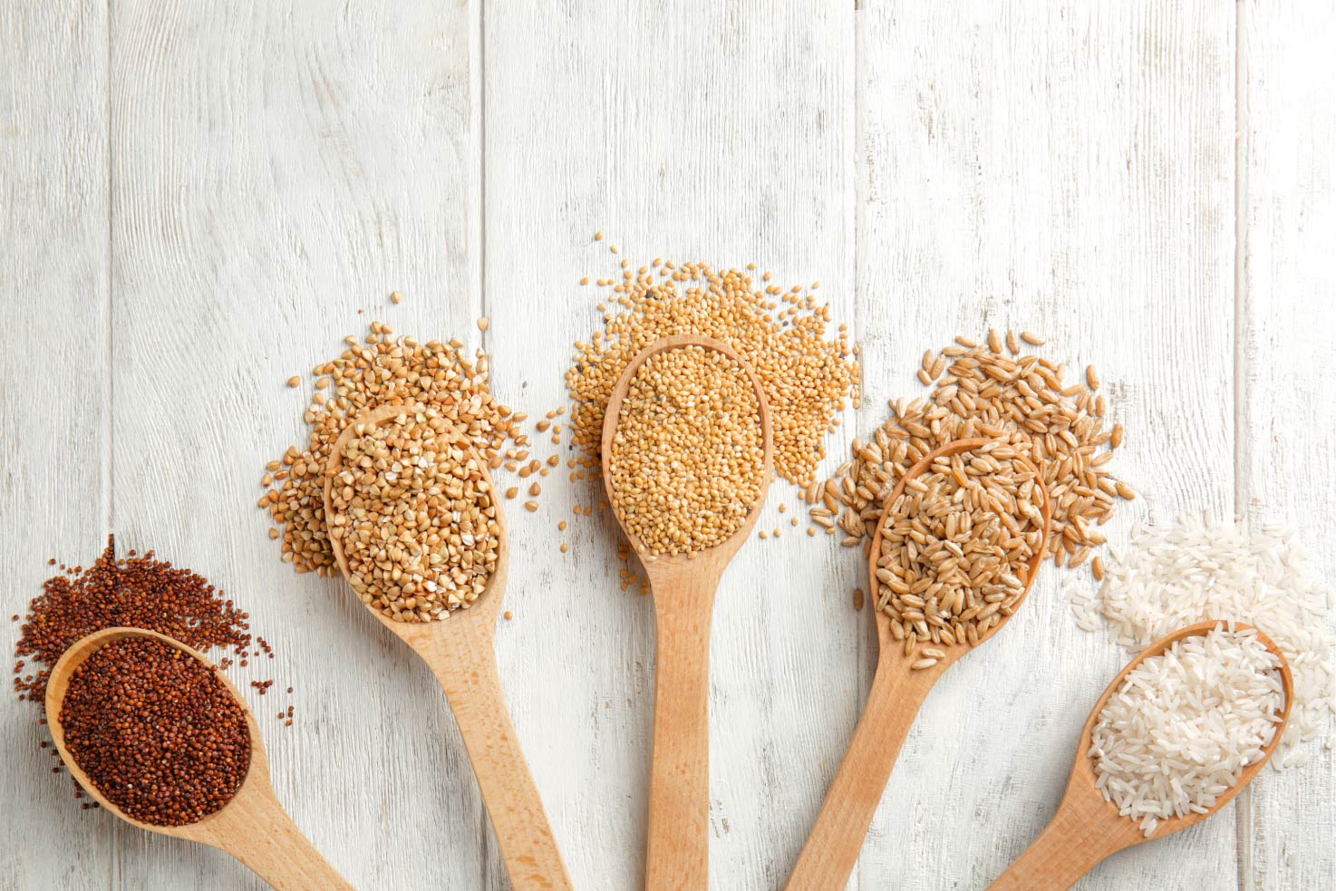 Different grains in the wooden spoons | Hurry The Food Up