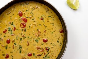 A saucepan with Vegan Chickpea Curry | HurryTheFoodUp