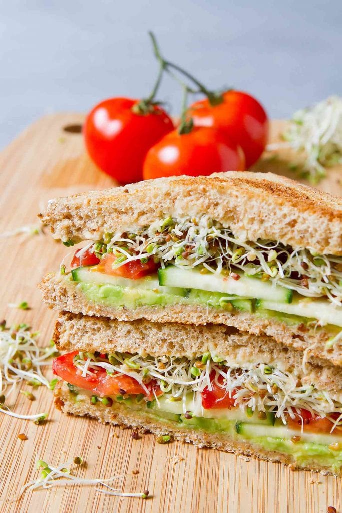 30 Best Vegan Sandwich Recipes - Vegan Hummus Avocado Sandwich | Hurry The Food Up