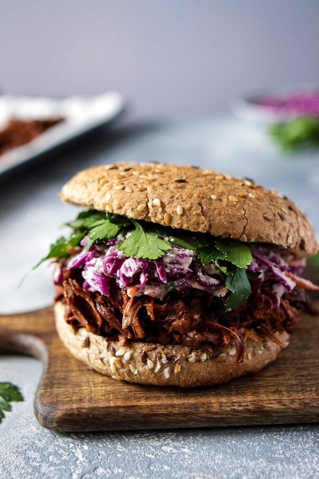 30 Best Vegan Sandwich Recipes - Vegan Pulled Jackfruit Sandwich | Hurry The Food Up