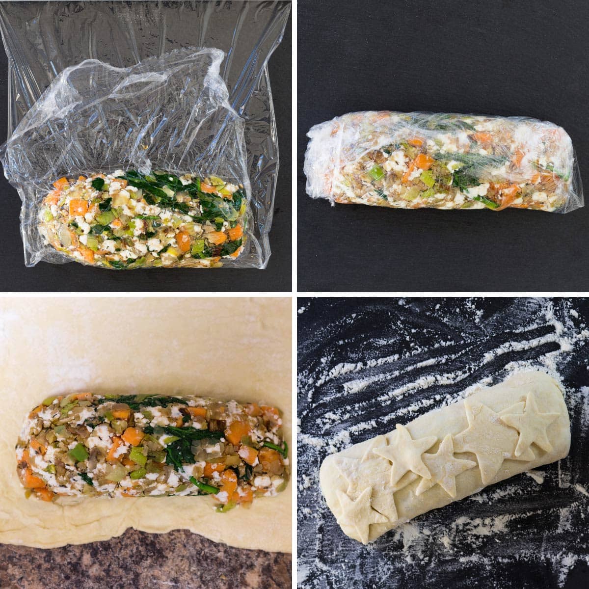 Vegetable Wellington's ingredients rolling into puff pastrys | Hurry The Food Up