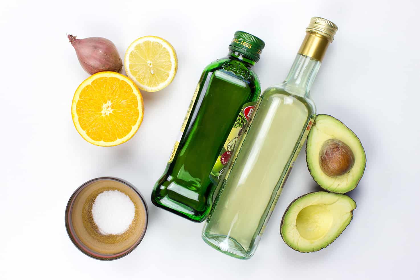 Avocado dressing ingredients bird's eye view | Hurry The food Up