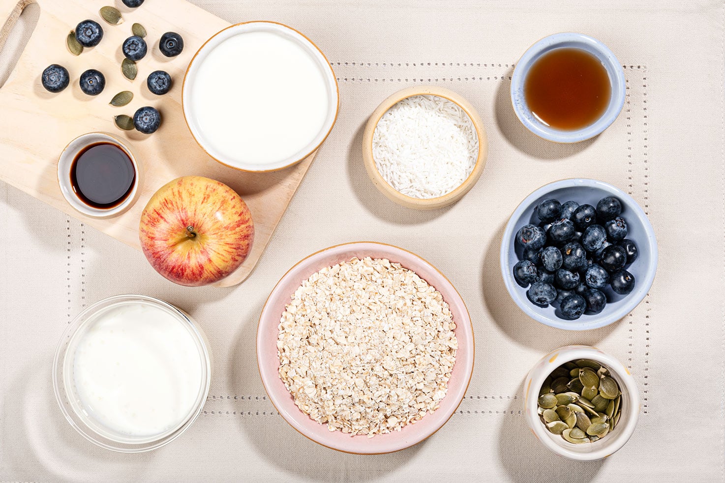 The Swiss oatmeal ingredients are on the table | Hurry The Food Up