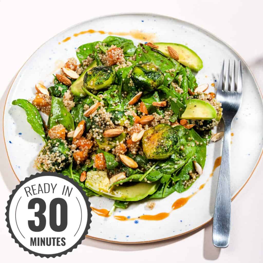 Smashed Brussel Sprouts Salad With Quinoa!