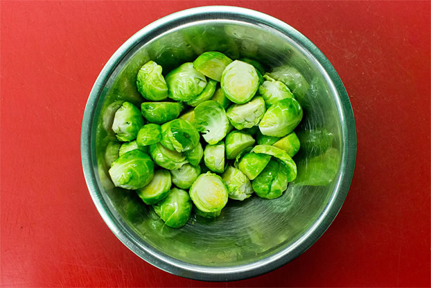 A bowl of brussels ready to be mixed