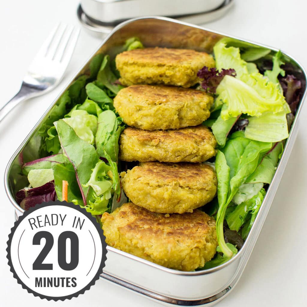 Easy Chickpea Fritters with Cucumber Yoghurt Dip