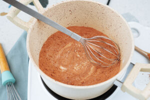 The process of mixturing ingredients for chocolate protein pudding | Hurry The Food Up
