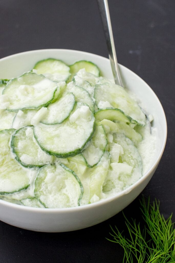 Grandma’s Creamy Cucumber Salad - Taste never gets old - cucumber salad is served #onion #salad | 