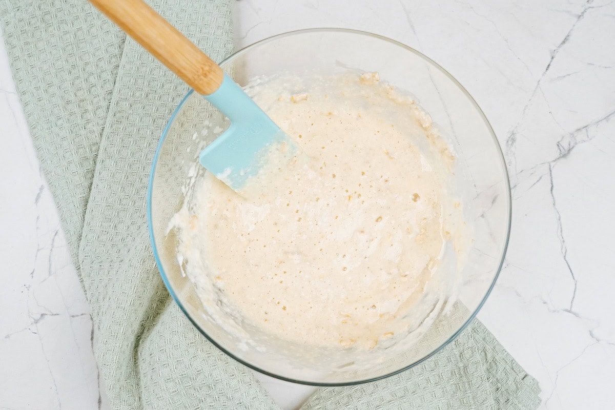 The process of adding the egg white to the protein pancakes' batter mixture | Hurry The Food Up