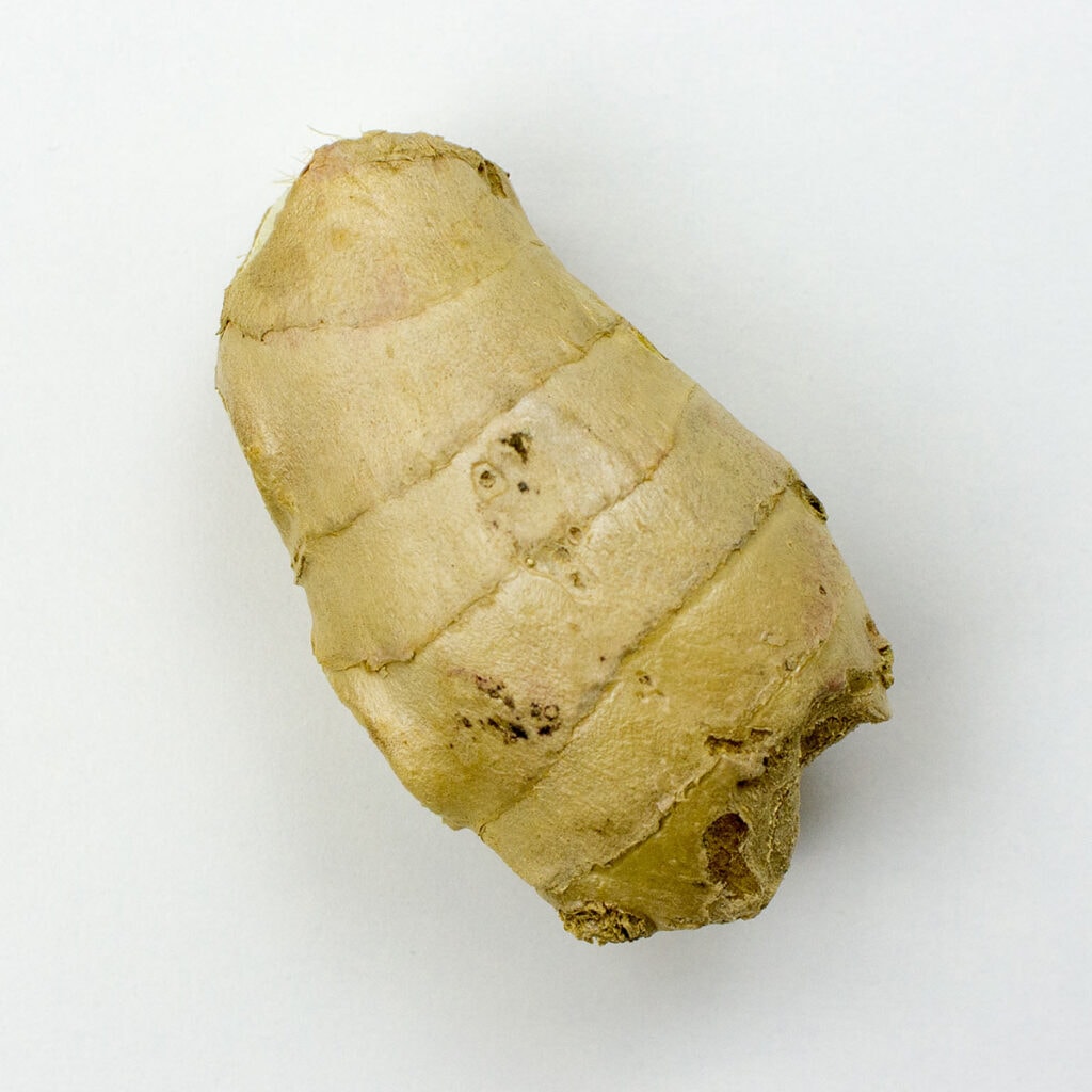 Ginger on white surface