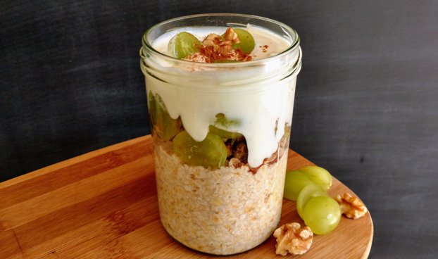 Grapes Walnut Yogurt Cinnamon Overnight Oats | 