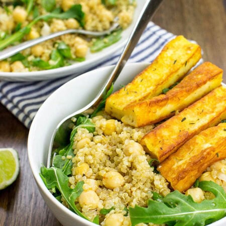 Heavenly Halloumi Salad – Curb Your Hunger - the Halloumi Salad is ready #sweet paprika #arugula | 