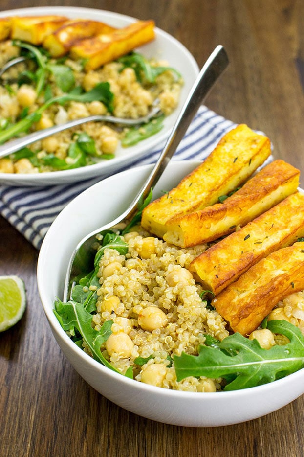 Heavenly Halloumi Salad – Curb Your Hunger - the Halloumi Salad is ready #sweet paprika #arugula | 