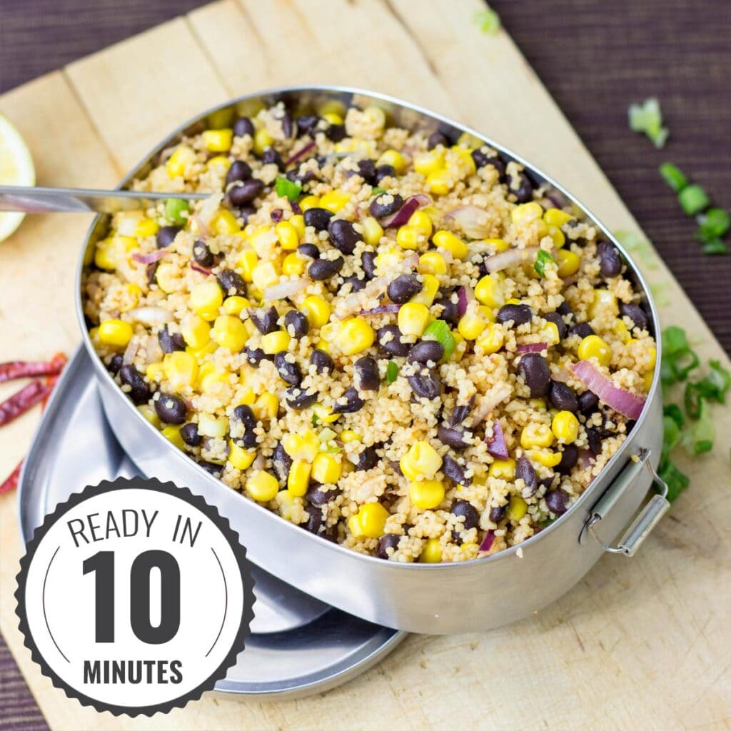 Easy Vegan High Protein Black Bean Salad with Corn