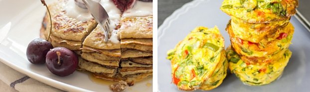 vegetarian pancakes and breakfast egg muffins