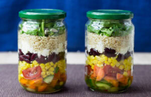 Two jars with salad in them | Hurry The Food Up