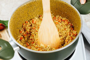 The process of cooking millet together with veggies in the pot | Hurry The Food Up