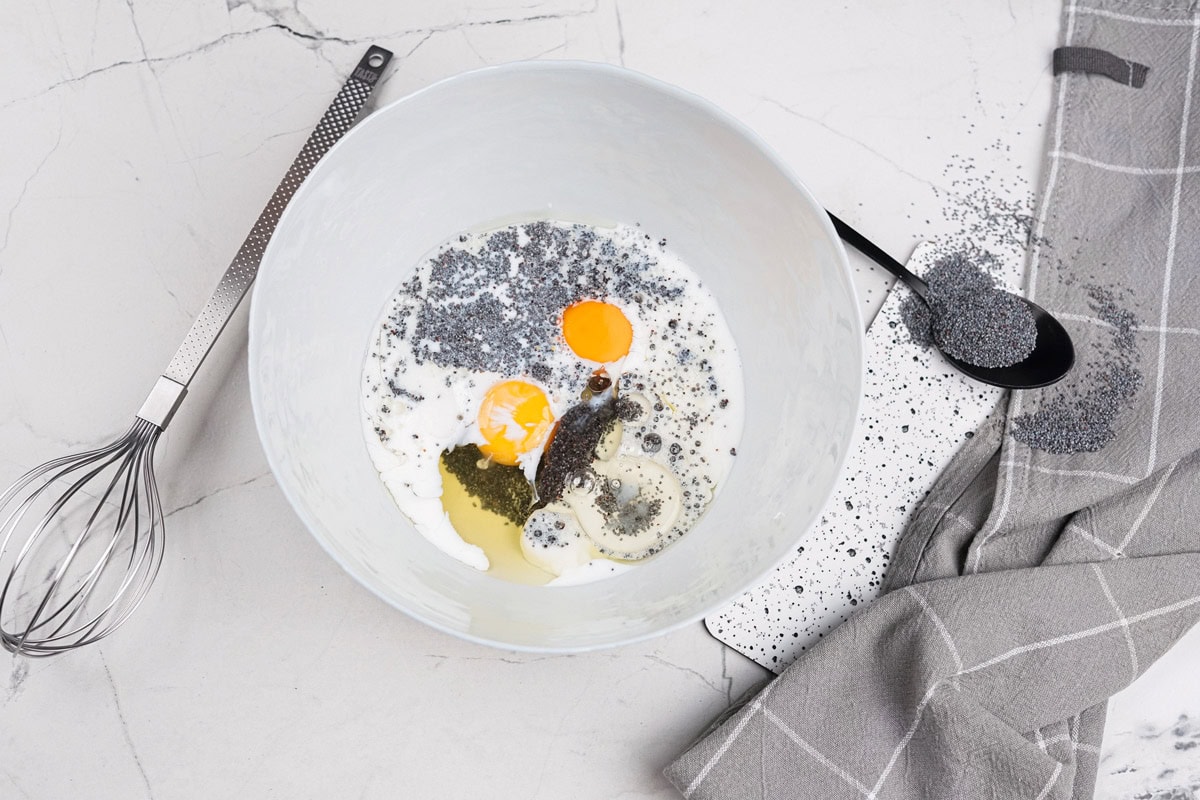 The process of mixing the wet ingredients in a large bowl | Hurry The Food Up