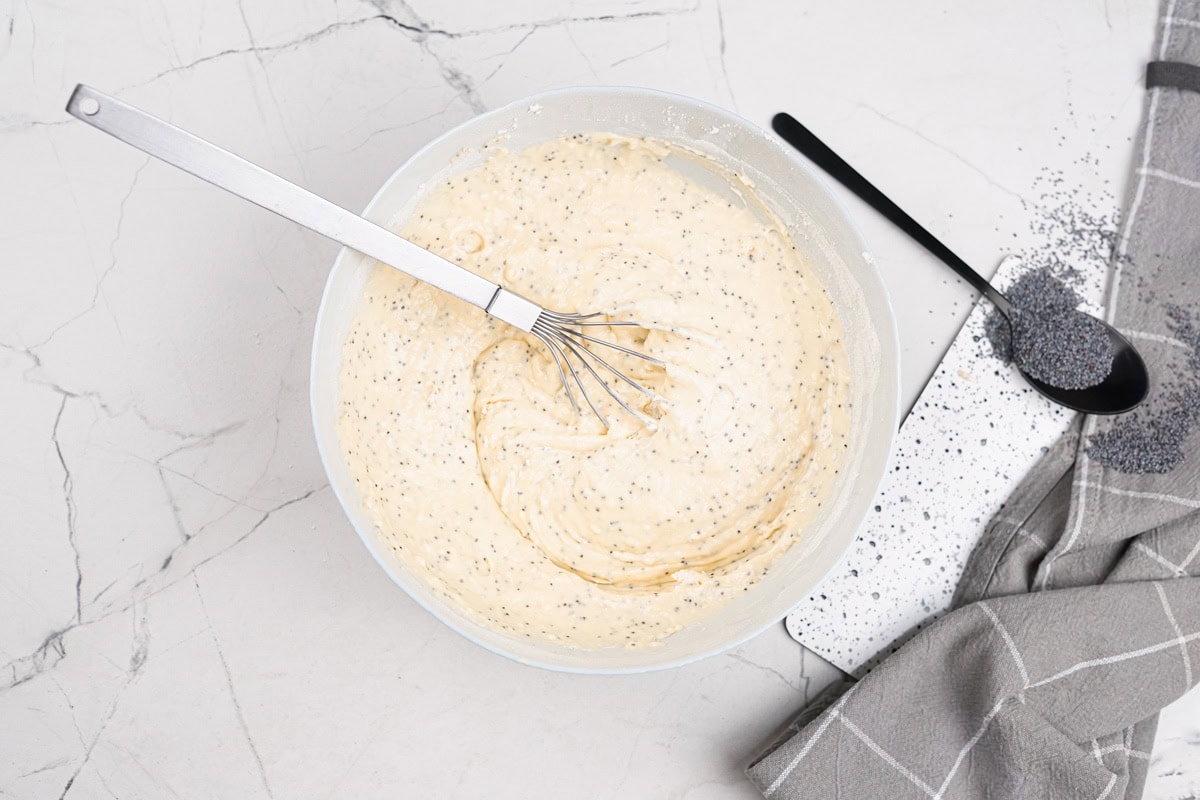 The process of stiring the batter in a large bowl | Hurry The Food Up