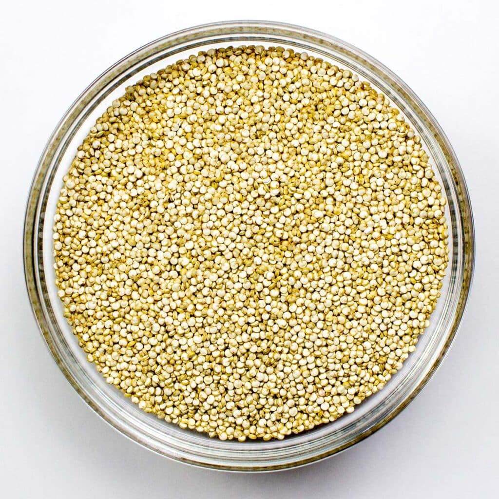 Quinoa on white background