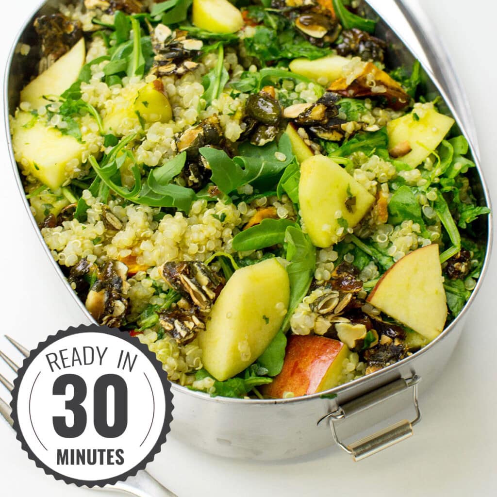 Roasted Pumpkin Quinoa Salad with Rocket (Arugula) Pesto