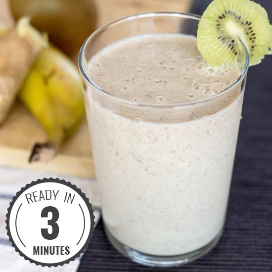 Spicy Kiwi Banana Breakfast Smoothie. High in vitamin C, fiber and potassium. Delicious and tasty.| 