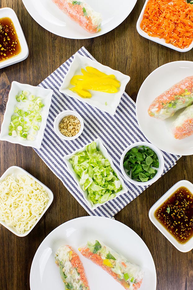 Gỏi cuốn - authentic Vietnamese Spring Rolls - rolls are ready #spring onions #basil | 