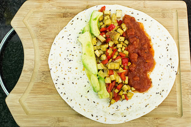 The ingredients are laid out on the wrap #avocado #dinner | 
