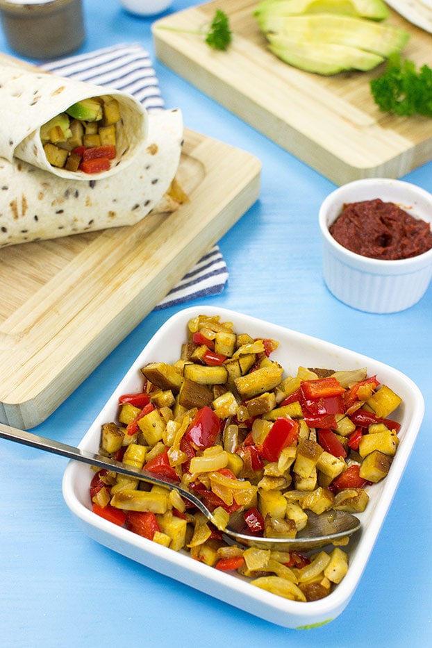 Speedy Vegan Burrito – Packed with Protein - Vegan Burrito is served #pepper #tofu | 