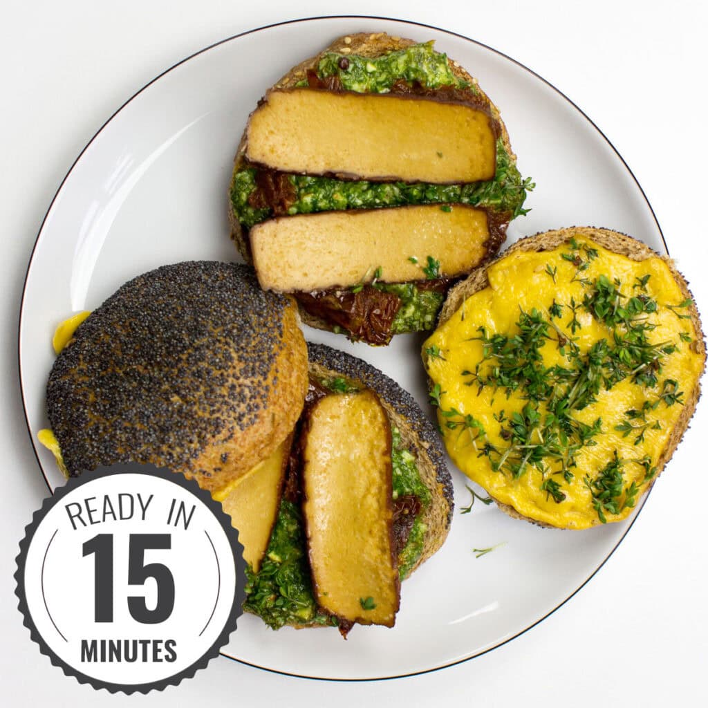Tofu Pesto Bagels (Rolls) with Sun‑dried Tomatoes
