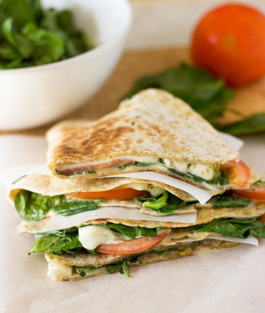 Spinach Tomato Quesadillas is served | 