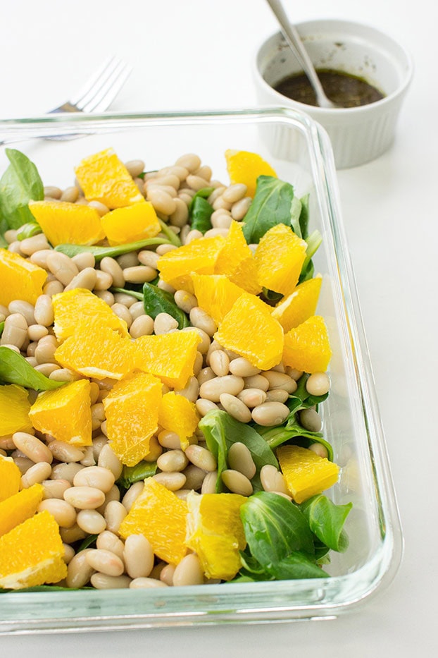Speedy White Bean Salad - Make Lunch a Joy - Speedy White Bean Salad is ready #orange #mustard | 