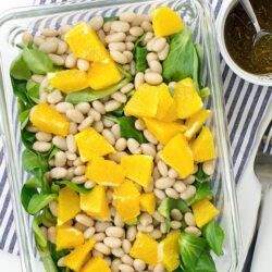 Speedy White Bean Salad - Make Lunch a Joy - Speedy White Bean Salad is served #agave syrup #olive oil | 